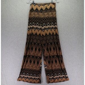 Pretty Young Thing Pants Womens Palazzo Wide Leg Pull-On Casual Brown Chevron